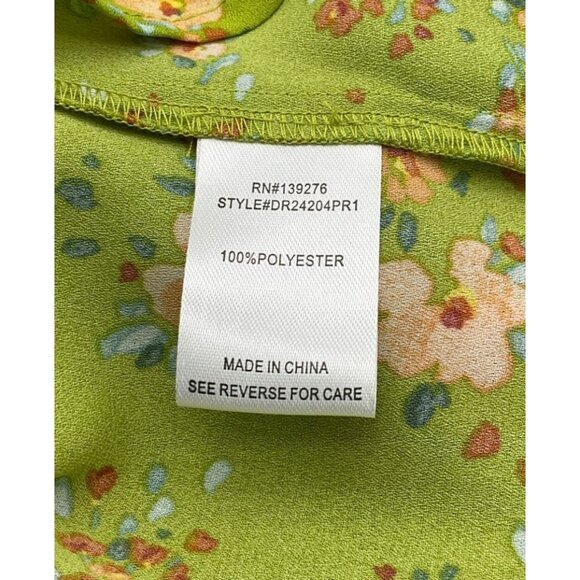 Dr2 Pullover V-Neck Green Floral Pleated Flounce Sleeve Blouse XL NWT - Picture 8 of 10